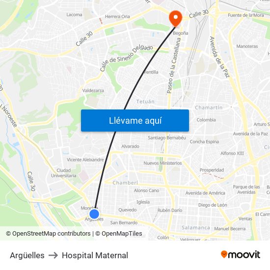 Argüelles to Hospital Maternal map