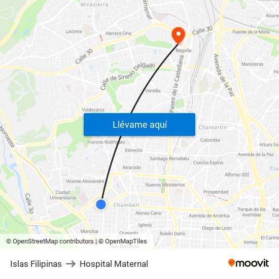 Islas Filipinas to Hospital Maternal map