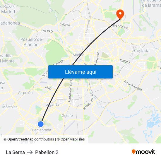 La Serna to Pabellon 2 map
