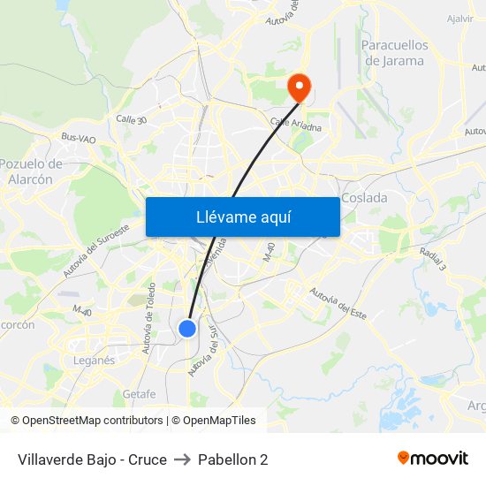 Villaverde Bajo - Cruce to Pabellon 2 map