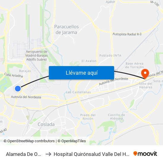 Alameda De Osuna to Hospital Quirónsalud Valle Del Henares map