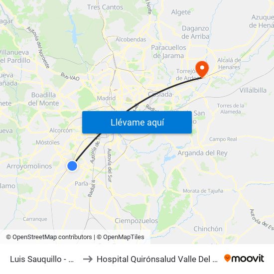 Luis Sauquillo - Grecia to Hospital Quirónsalud Valle Del Henares map