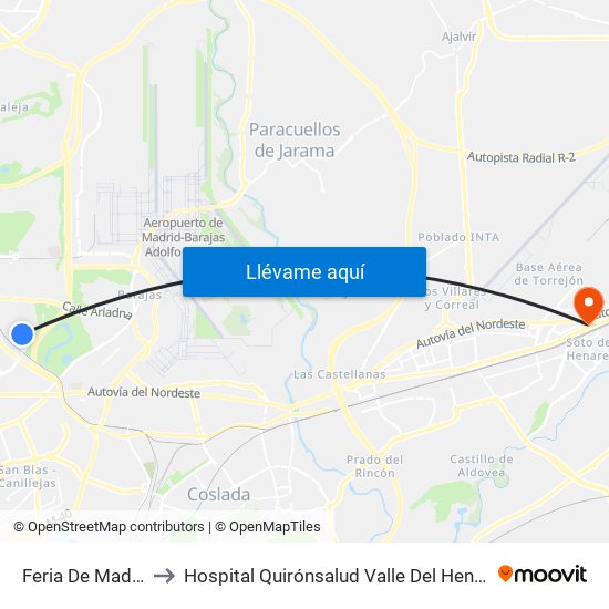 Feria De Madrid to Hospital Quirónsalud Valle Del Henares map