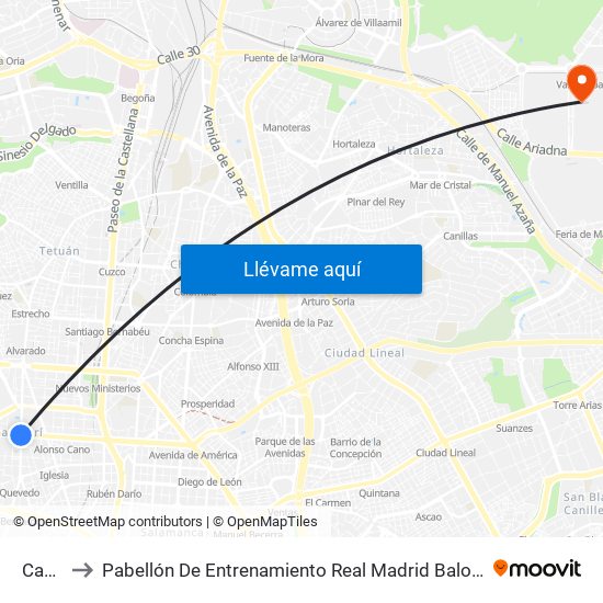 Canal to Pabellón De Entrenamiento Real Madrid Baloncesto map