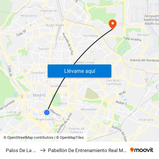 Palos De La Frontera to Pabellón De Entrenamiento Real Madrid Baloncesto map