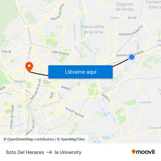 Soto Del Henares to Ie University map