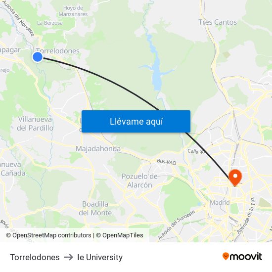 Torrelodones to Ie University map
