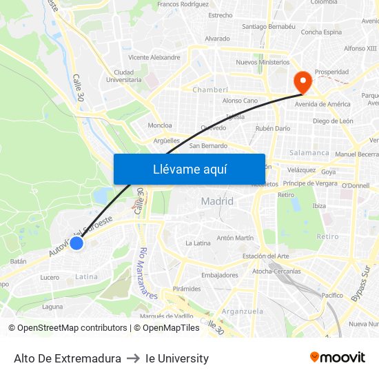 Alto De Extremadura to Ie University map