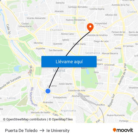 Puerta De Toledo to Ie University map