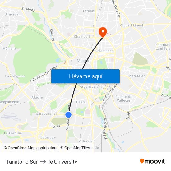 Tanatorio Sur to Ie University map