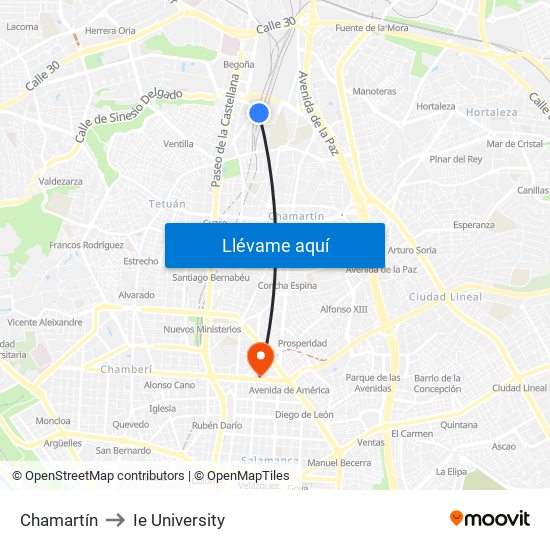 Chamartín to Ie University map