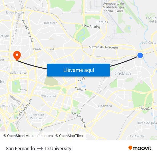 San Fernando to Ie University map