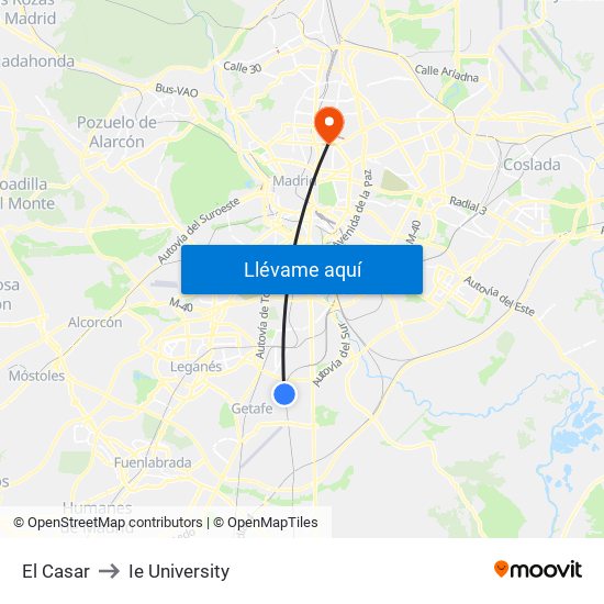El Casar to Ie University map
