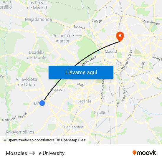 Móstoles to Ie University map