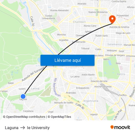Laguna to Ie University map