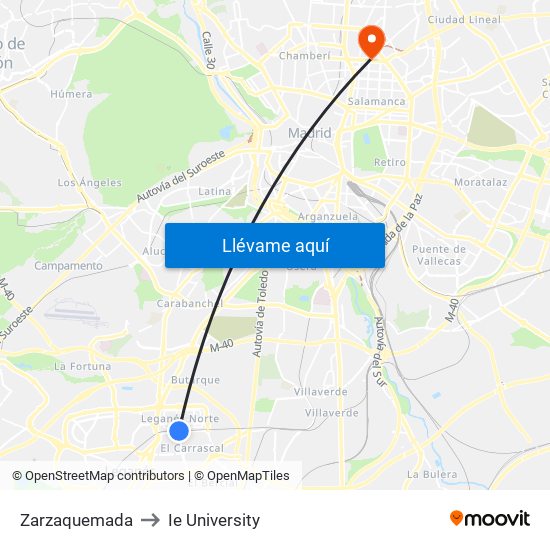 Zarzaquemada to Ie University map