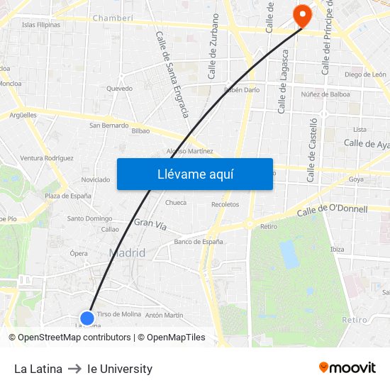 La Latina to Ie University map