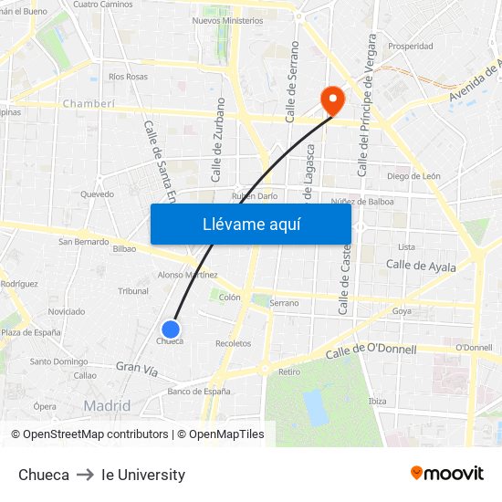 Chueca to Ie University map