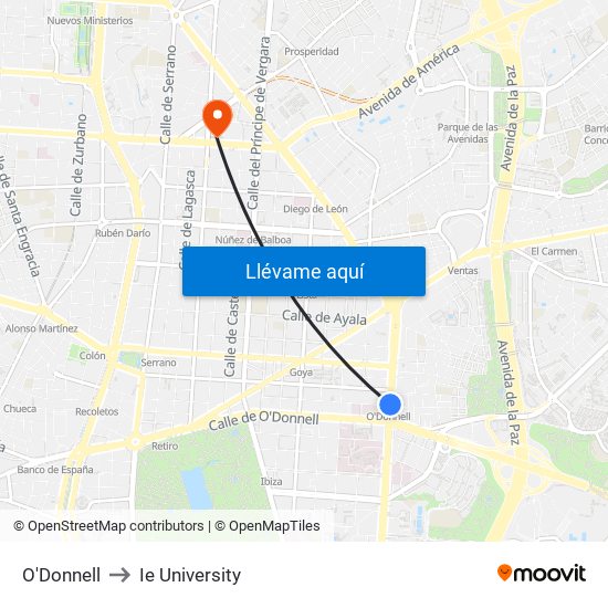 O'Donnell to Ie University map