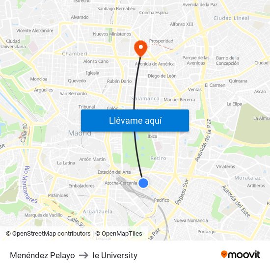 Menéndez Pelayo to Ie University map