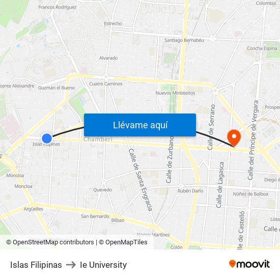 Islas Filipinas to Ie University map