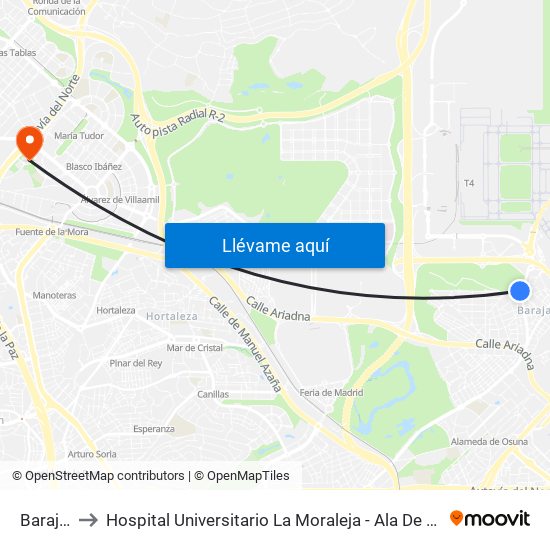 Barajas to Hospital Universitario La Moraleja - Ala De Austria map