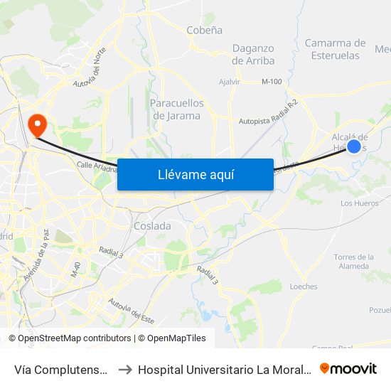 Vía Complutense - Brihuega to Hospital Universitario La Moraleja - Ala De Austria map