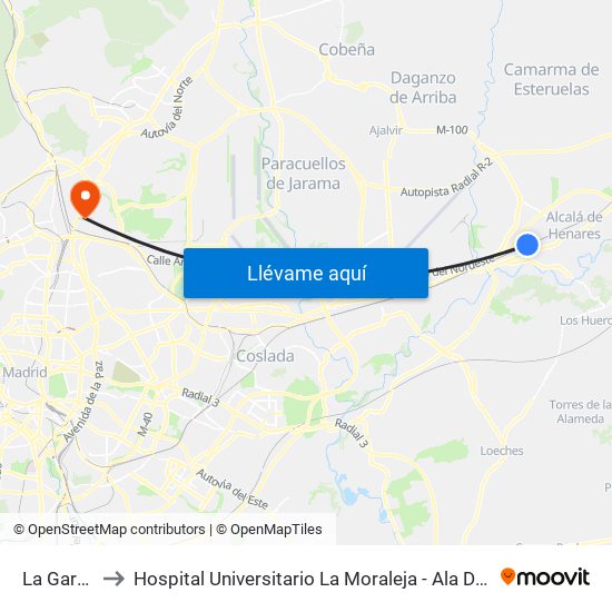 La Garena to Hospital Universitario La Moraleja - Ala De Austria map