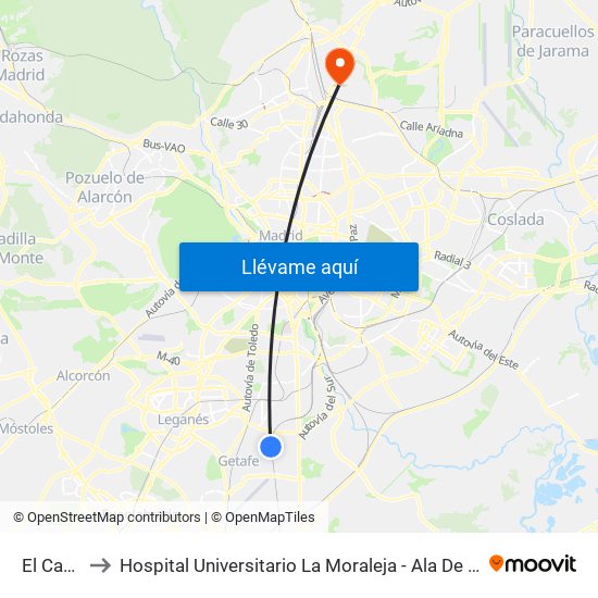 El Casar to Hospital Universitario La Moraleja - Ala De Austria map