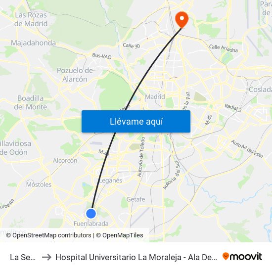 La Serna to Hospital Universitario La Moraleja - Ala De Austria map