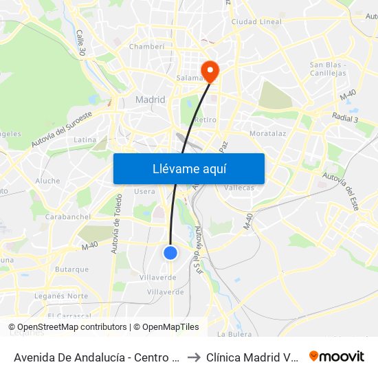 Avenida De Andalucía - Centro Comercial to Clínica Madrid Vascular map