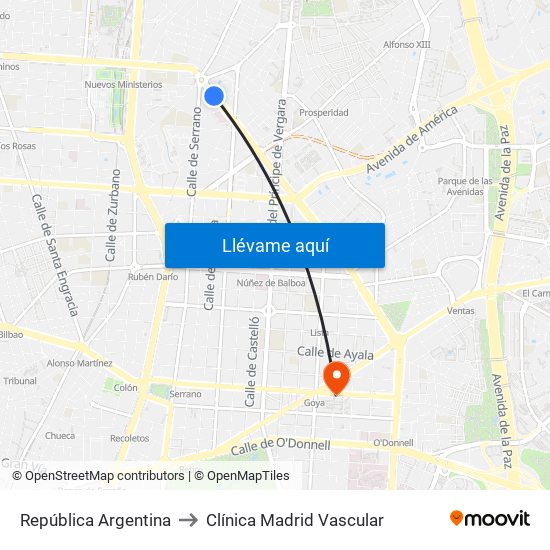 República Argentina to Clínica Madrid Vascular map