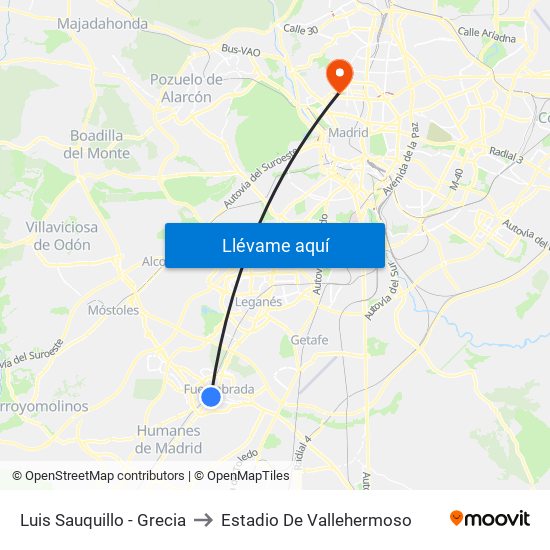 Luis Sauquillo - Grecia to Estadio De Vallehermoso map