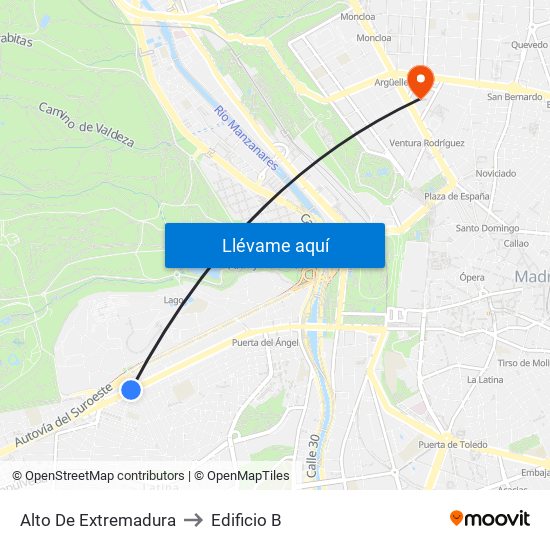 Alto De Extremadura to Edificio B map