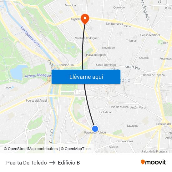 Puerta De Toledo to Edificio B map
