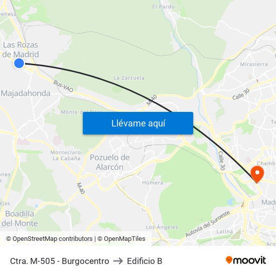 Ctra. M-505 - Burgocentro to Edificio B map