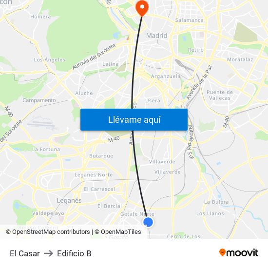 El Casar to Edificio B map