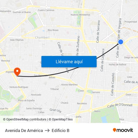 Avenida De América to Edificio B map