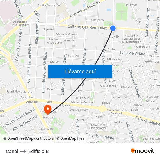 Canal to Edificio B map