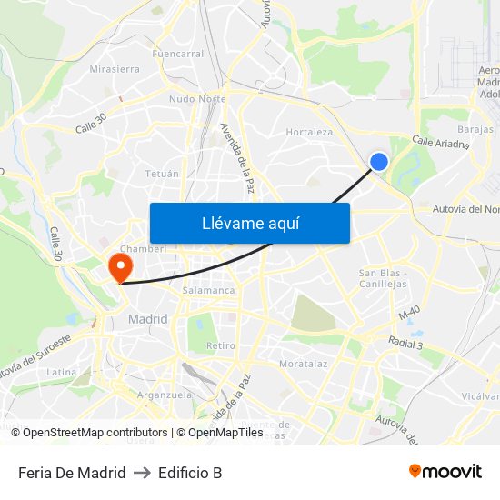 Feria De Madrid to Edificio B map