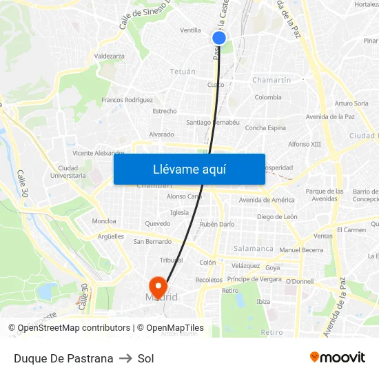 Duque De Pastrana to Sol map