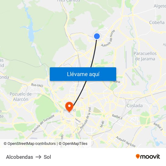 Alcobendas to Sol map
