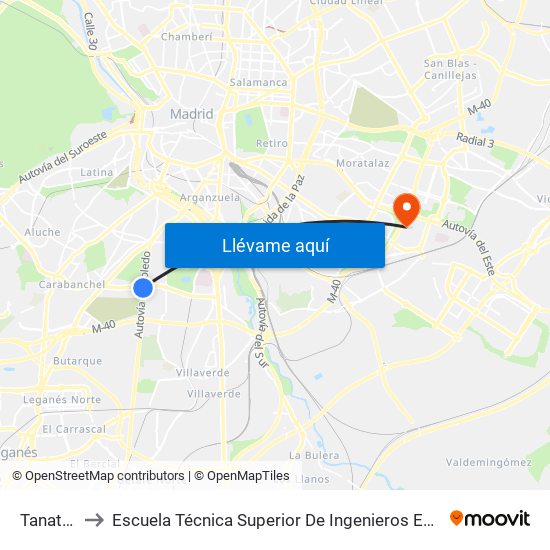 Tanatorio Sur to Escuela Técnica Superior De Ingenieros En Topografía, Geodesia Y Cartografía map