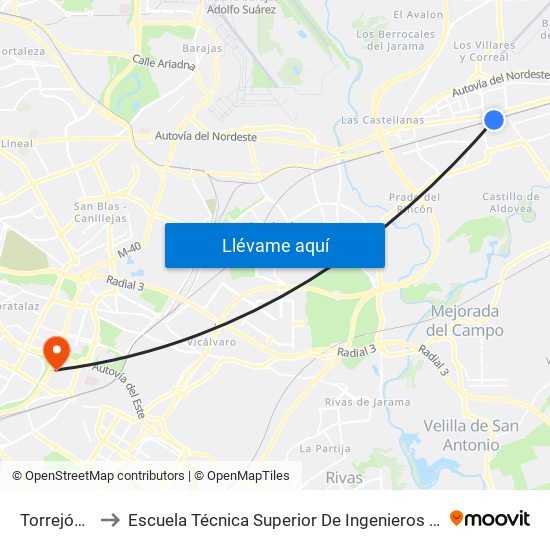 Torrejón De Ardoz to Escuela Técnica Superior De Ingenieros En Topografía, Geodesia Y Cartografía map