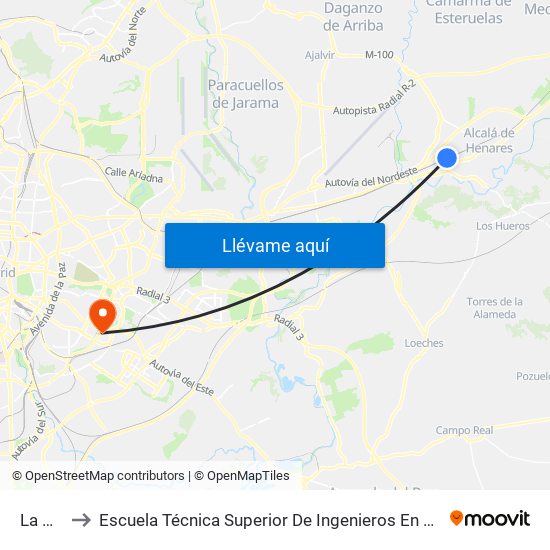 La Garena to Escuela Técnica Superior De Ingenieros En Topografía, Geodesia Y Cartografía map