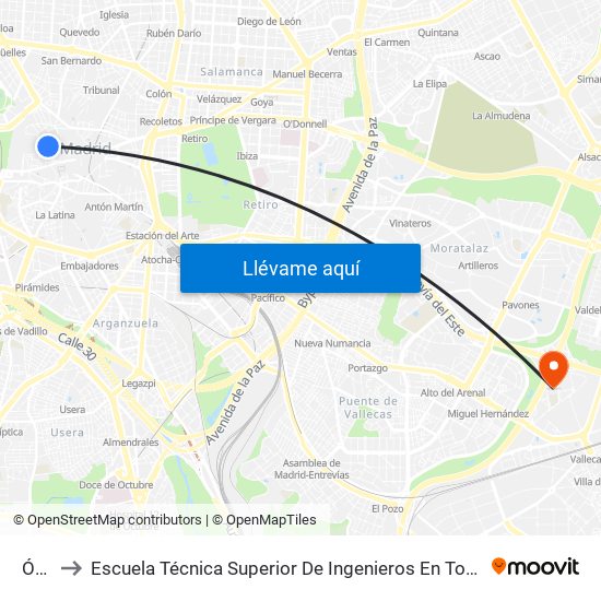 Ópera to Escuela Técnica Superior De Ingenieros En Topografía, Geodesia Y Cartografía map