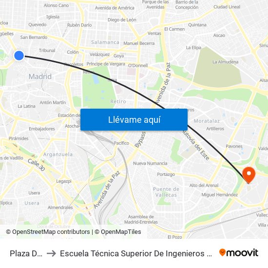Plaza De España to Escuela Técnica Superior De Ingenieros En Topografía, Geodesia Y Cartografía map