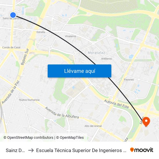 Sainz De Baranda to Escuela Técnica Superior De Ingenieros En Topografía, Geodesia Y Cartografía map