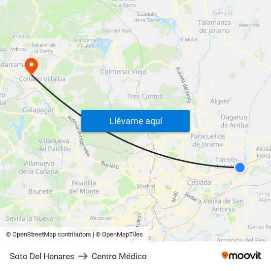 Soto Del Henares to Centro Médico map