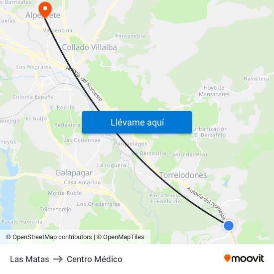 Las Matas to Centro Médico map